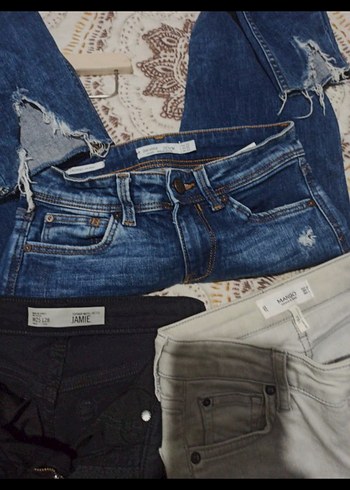 Kot pantolon Jean siyah W25 L28 Topshop 30 cm bel boy 86 cm Krem - Görsel 5