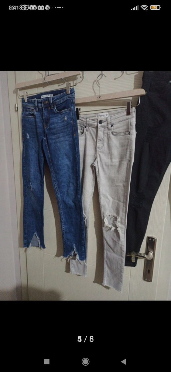 Kot pantolon Jean siyah W25 L28 Topshop 30 cm bel boy 86 cm Krem - Görsel 4