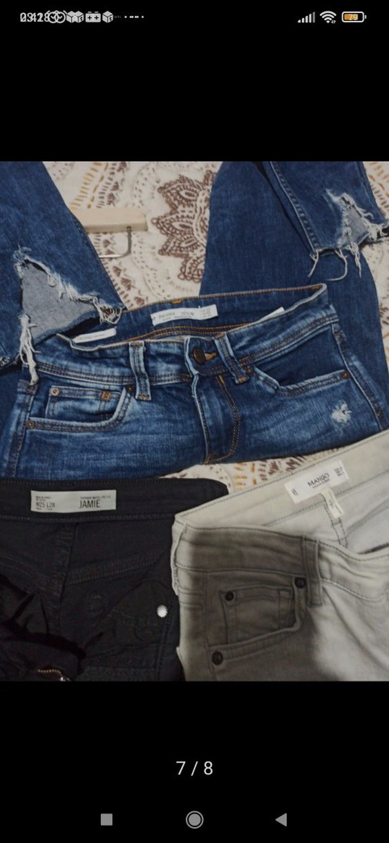 Kot pantolon Jean siyah W25 L28 Topshop 30 cm bel boy 86 cm Krem - Görsel 5
