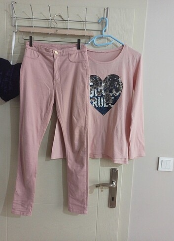 12-13 Yaş Beden çeşitli Renk alt üst takım pantolon ve penye bluz H&M