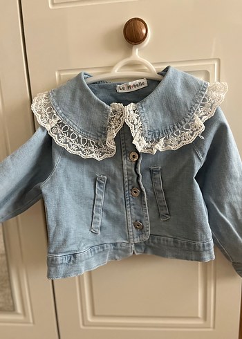 Düğmeli Dantel Yakalı Kız Kot ceket - Görsel 2