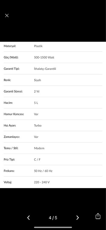 Beden Renk Hamur yoğurma makinesi 5 lt
