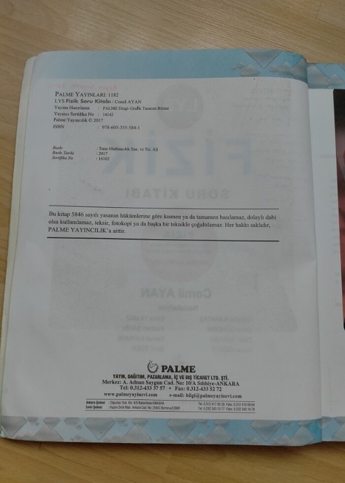 Palme yayınları Fizik Test kitabı  - Görsel 4