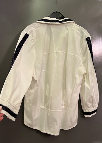 Kadın Beyaz Uzun Kollu Nakışlı Gömlek - Görsel 3