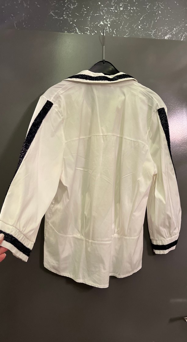 Kadın Beyaz Uzun Kollu Nakışlı Gömlek - Görsel 3