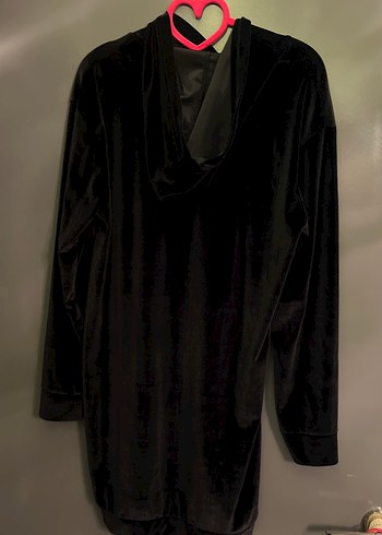 Siyah Pul İşlemeli Uzun Kollu Sweatshirt tunik yada elbise - Görsel 5