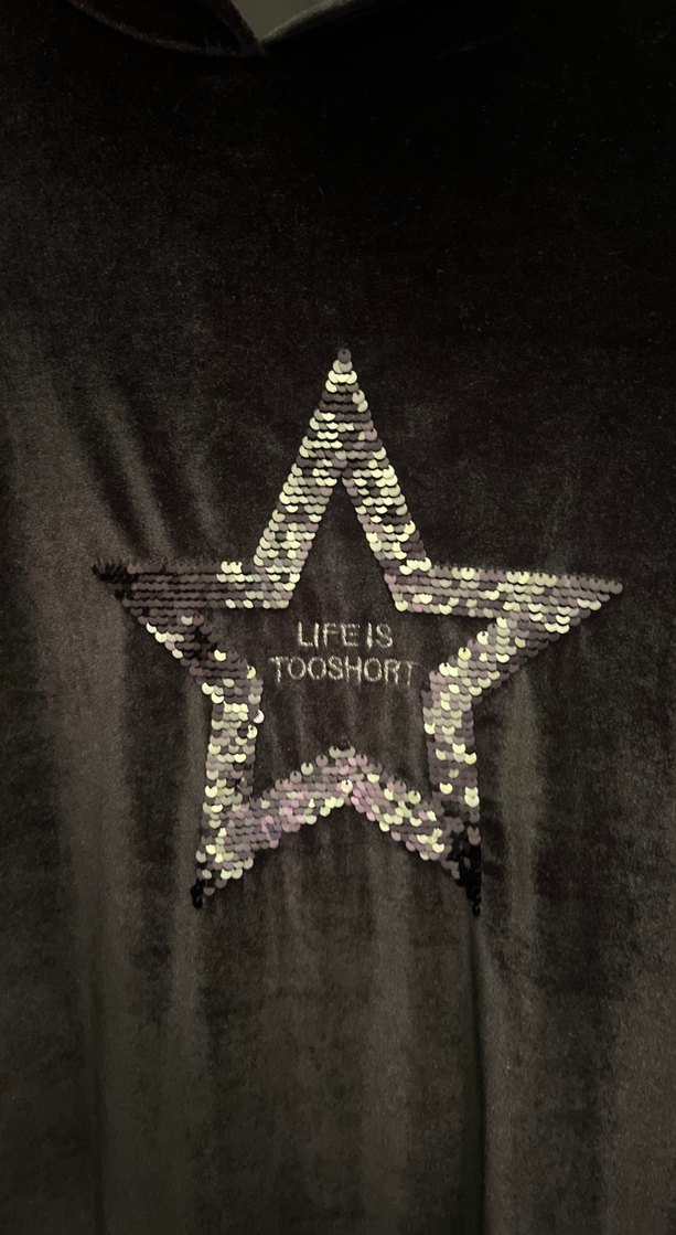 Siyah Pul İşlemeli Uzun Kollu Sweatshirt tunik yada elbise - Görsel 3