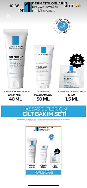 la roche posay hassas ciltler içün bakım seti