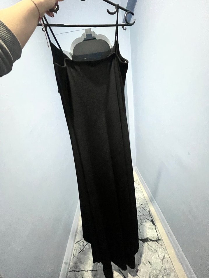 Siyah Straplez Uzun Gotik Elbise - Görsel 2