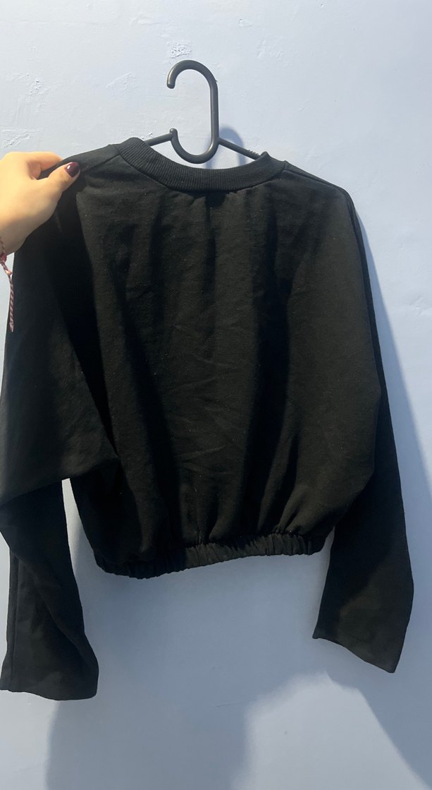 Siyah Baskılı Kadın Sweatshirt - Görsel 2