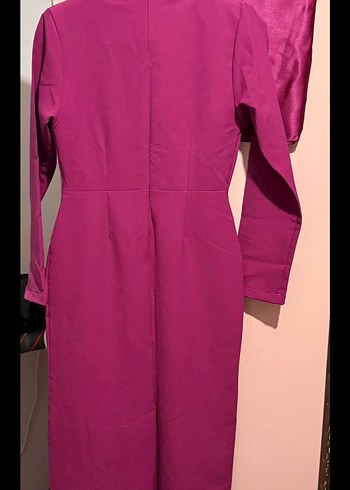 Fuşya pembe Uzun abiye Elbise - Görsel 5
