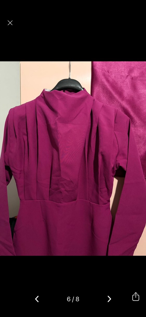 Fuşya pembe Uzun abiye Elbise - Görsel 3