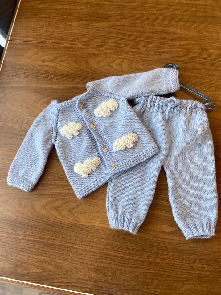 Bebek Mavi Örgü alt üst takım - Görsel 2