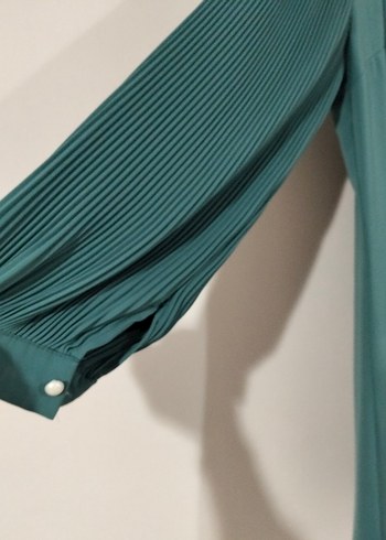 Piliseli Uzun Kol Turkuaz Tunik - Görsel 3