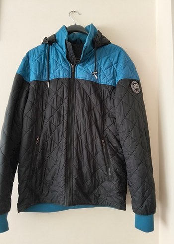 Erkek Lacivert Kapüşonlu Fermuarlı Mont - Görsel 2