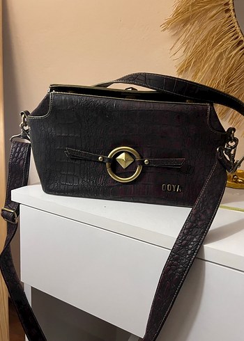 Kahverengi Yılan Desenli Deri Kadın Çanta - Görsel 3