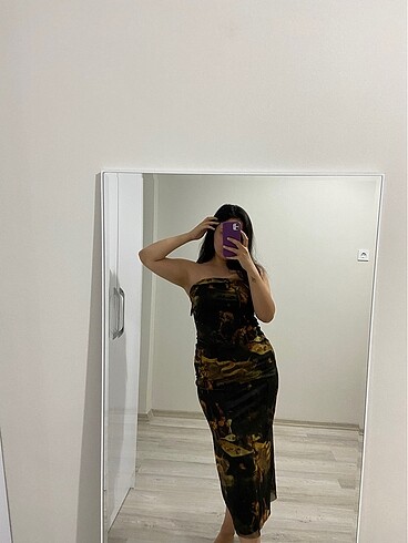 Zara Model Straplez Midi Elbise