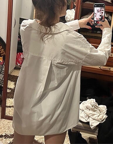 s Beden beyaz Renk Mudo beyaz oversize gömlek