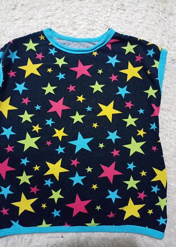 Renkli Yıldız Desenli Kolsuz Kız Tişörtü - Görsel 2