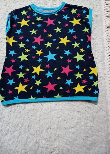 Renkli Yıldız Desenli Kolsuz Kız Tişörtü - Görsel 3