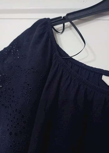 Lacivert Dantelli penye Bluz - Görsel 3