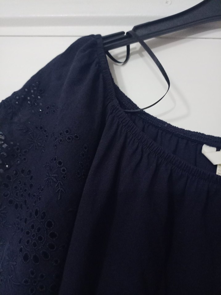 Lacivert Dantelli penye Bluz - Görsel 3