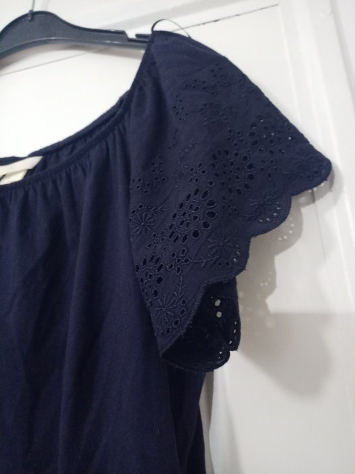 Lacivert Dantelli penye Bluz - Görsel 5