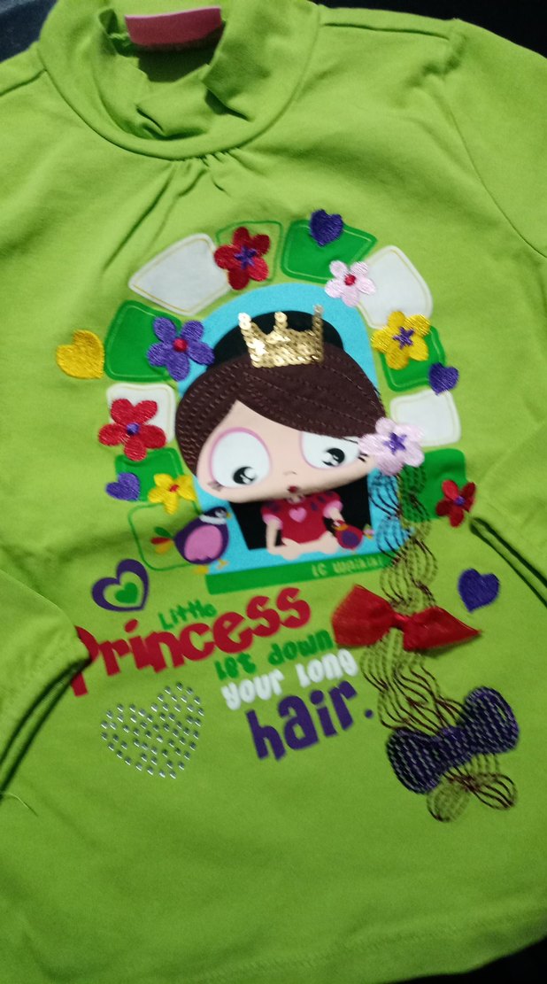 Kız Çocuk Yeşil Baskılı Uzun Kollu Tişört - Görsel 2