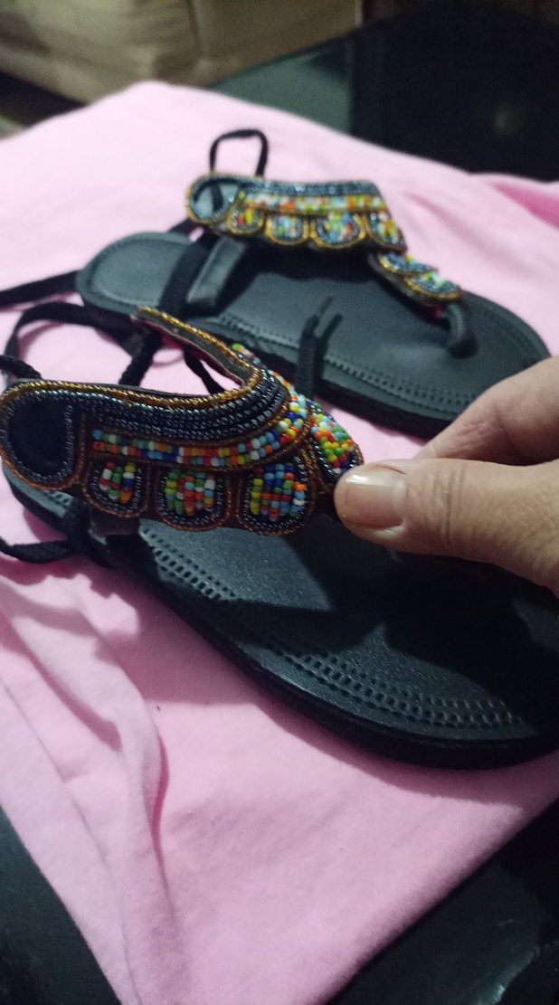 Boncuk İşlemeli Kadın Dolgu Topuk Sandalet - Görsel 5