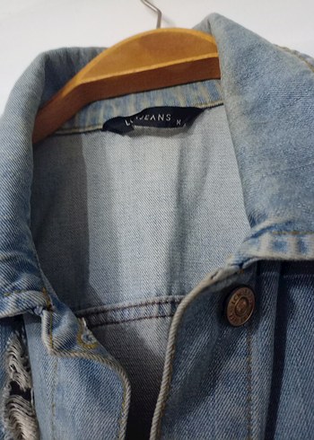 Düğmeli Uzun Kesim Kadın Denim Ceket - Görsel 3