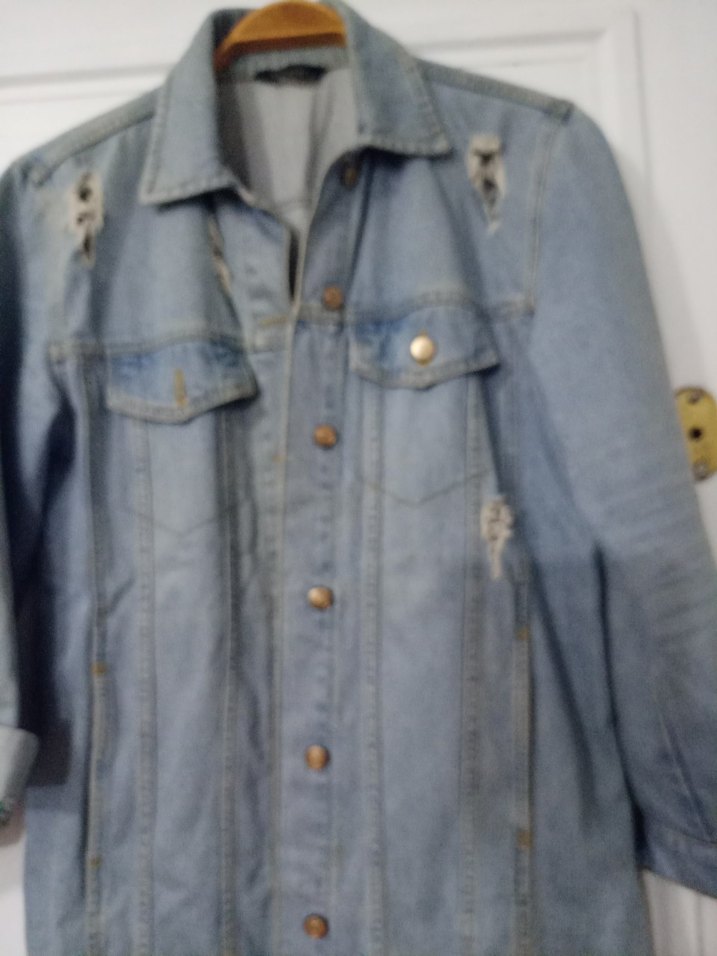 Düğmeli Uzun Kesim Kadın Denim Ceket - Görsel 5