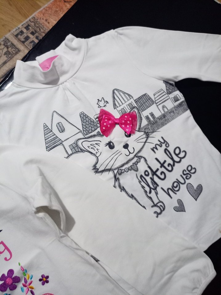 Kız Çocuk Renkli Baskılı Uzun Kollu Tişört - Görsel 3