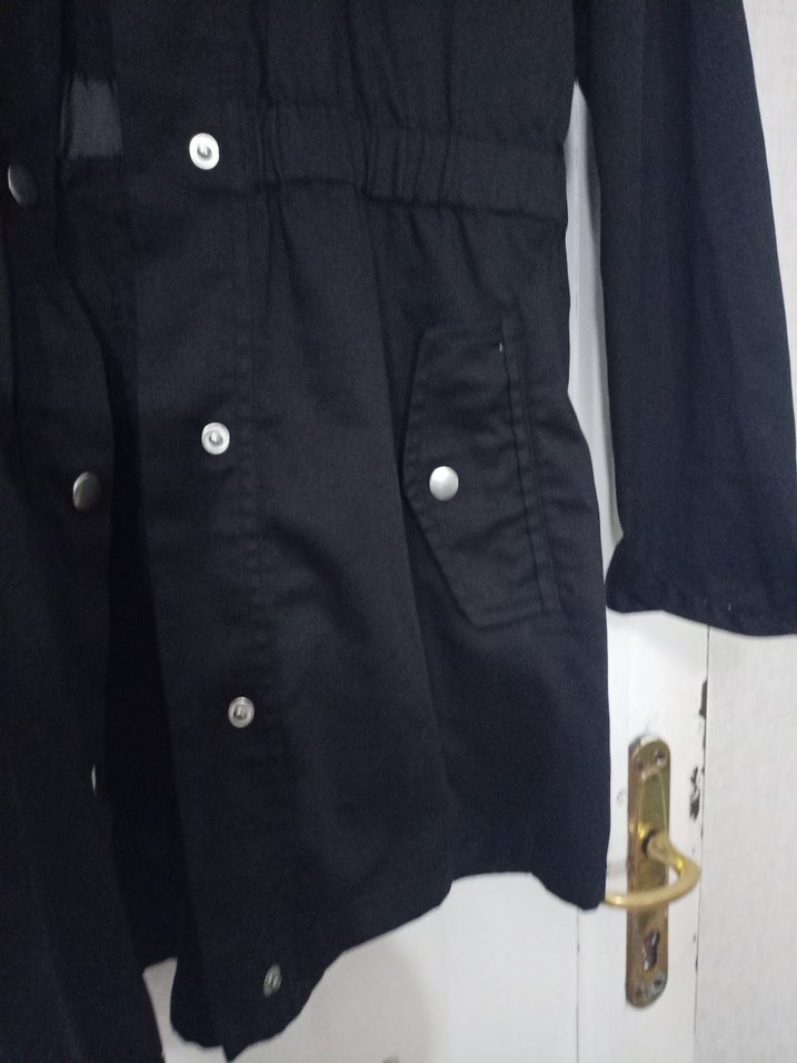 Siyah Düğmeli Midi Denim Kadın Ceket - Görsel 5