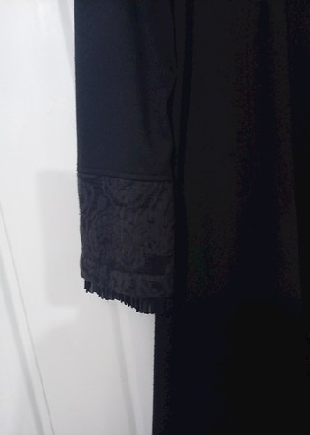 Siyah Düğmeli Uzun yumusak Kadın pardesü - Görsel 4