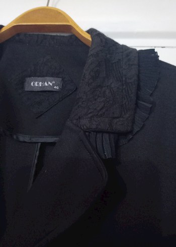 Siyah Düğmeli Uzun yumusak Kadın pardesü - Görsel 2