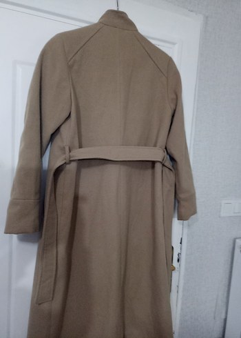 Bej Kemerli Uzun kaşe Kadın Kaban - Görsel 3