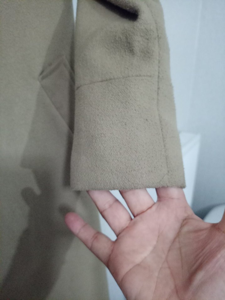 Bej Kemerli Uzun kaşe Kadın Kaban - Görsel 4