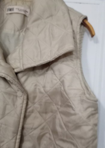 Düğmeli fermuarlı Bej  Kolsuz Kadın Yelek - Görsel 4