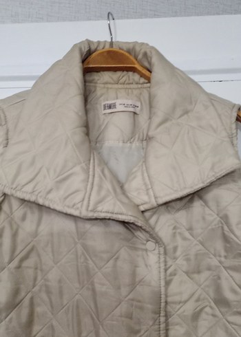 Düğmeli fermuarlı Bej  Kolsuz Kadın Yelek - Görsel 2