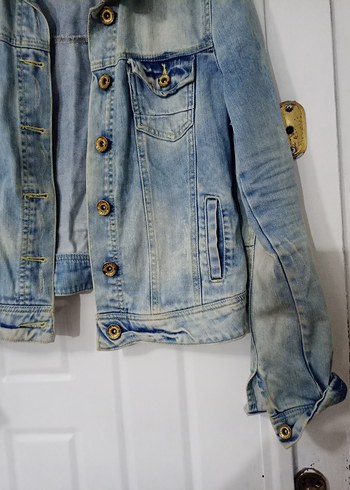 Mavi Bağlama Desenli Kadın Denim Ceket - Görsel 2