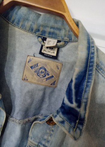 Mavi Bağlama Desenli Kadın Denim Ceket - Görsel 3