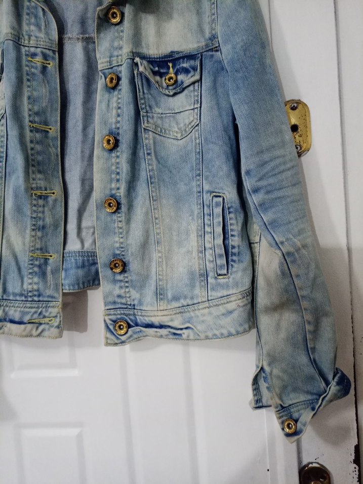 Mavi Bağlama Desenli Kadın Denim Ceket - Görsel 2