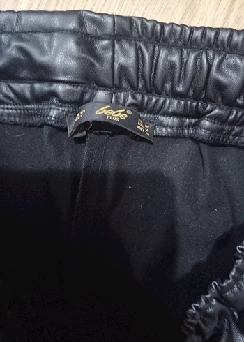 Kadın siyah deri Sentetik Kumaş Bol Kesim Pantolon - Görsel 6