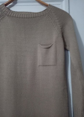 Bej Kadın Triko Uzun Kollu Kazak - Görsel 2