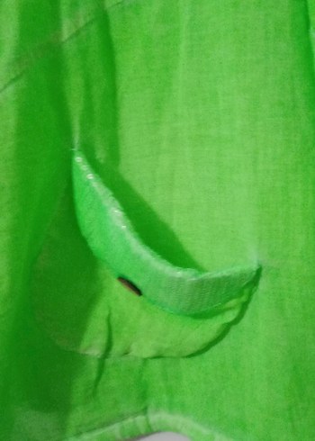 Yeşil otantik Keten Kadın Gömlek Kapüşonlu Düğmeli - Görsel 3