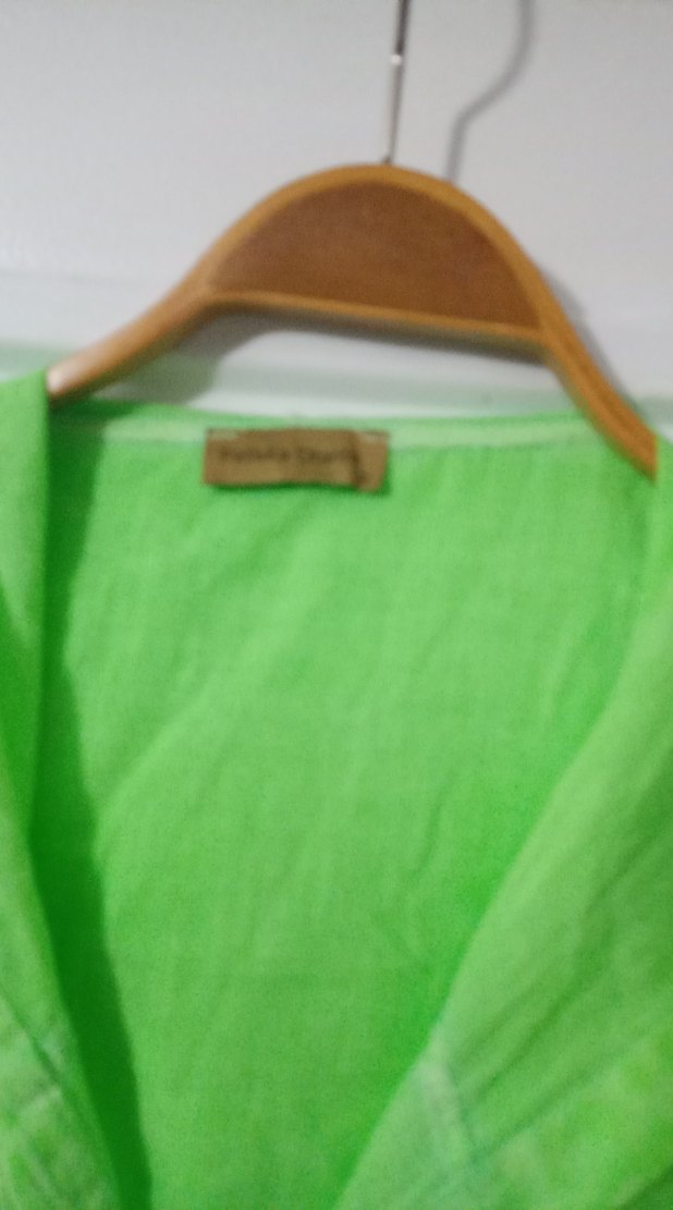 Yeşil otantik Keten Kadın Gömlek Kapüşonlu Düğmeli - Görsel 2