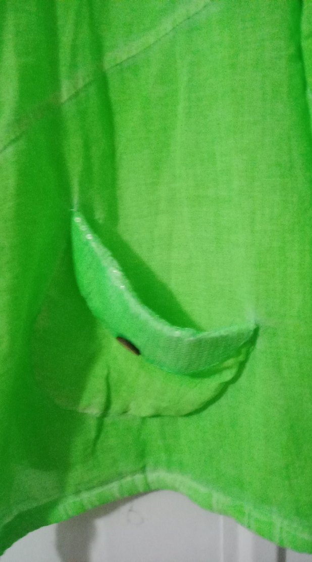 Yeşil otantik Keten Kadın Gömlek Kapüşonlu Düğmeli - Görsel 3