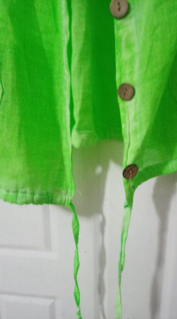 Yeşil otantik Keten Kadın Gömlek Kapüşonlu Düğmeli - Görsel 5