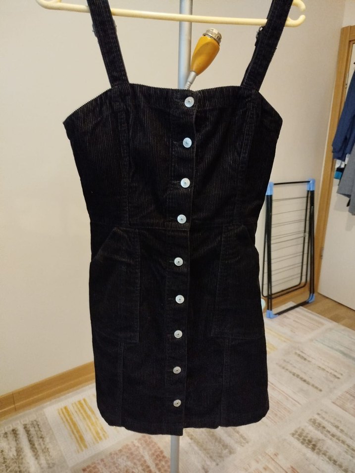 Siyah Süet Askılı Hamile Tulum - Görsel 3