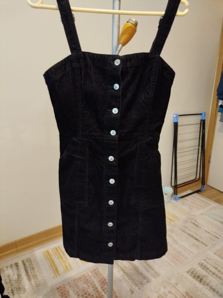 Siyah Süet Askılı Hamile Tulum - Görsel 2